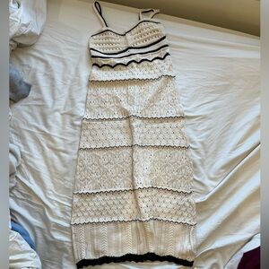 Commense Black and Cream Crochet Dress